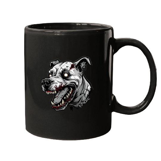 White Zombie Dog Head Mugs