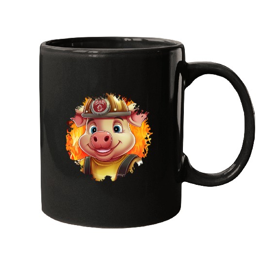 Pig Firefighter Mugs