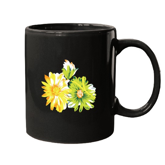 Vibrant Tropical Flower Pattern Mugs
