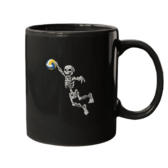 Volleyball Skeleton Volleyball Player Halloween Mugs