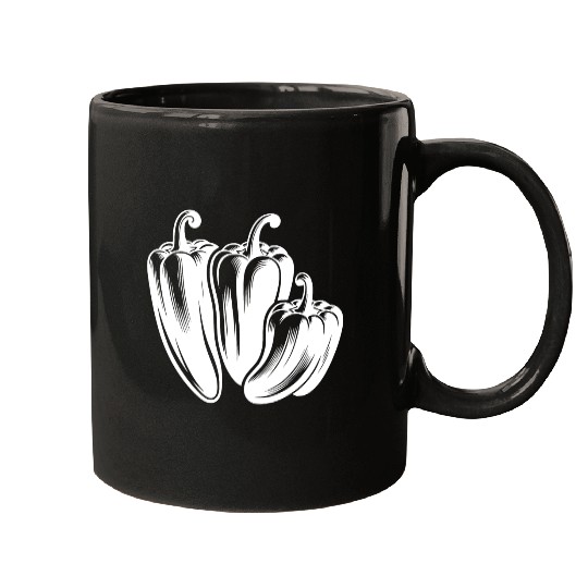 Three Peppers Simple Vegetable Design Mugs