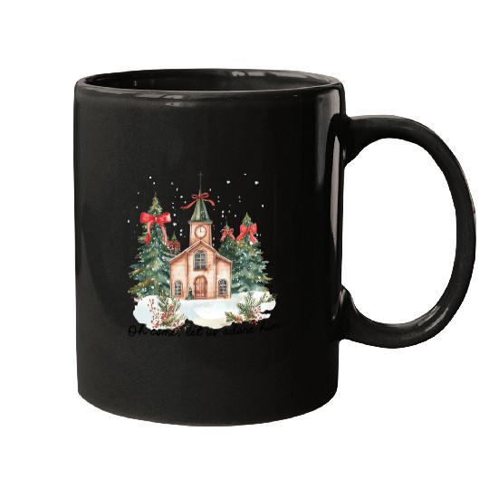 Oh Come Let Us Adore Him Funny Chrismas Jesus Mugs