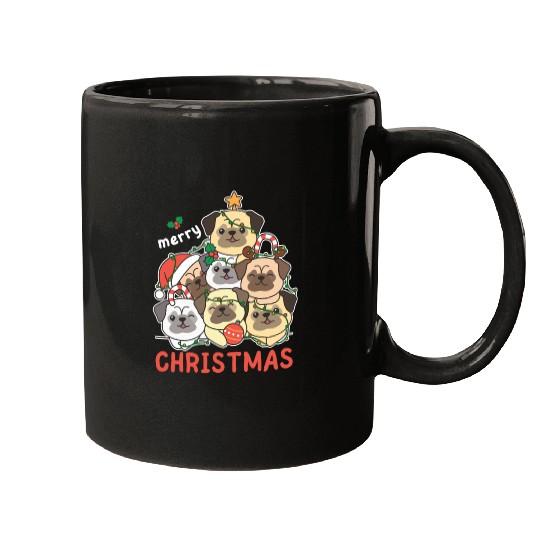 Pug Christmas Tree Merry Christmas Mugs