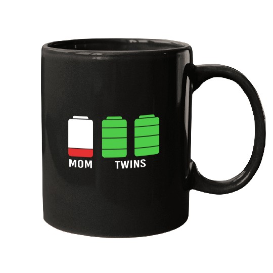 Funny Birthday Mama Twin Mom Low Battery Mugs