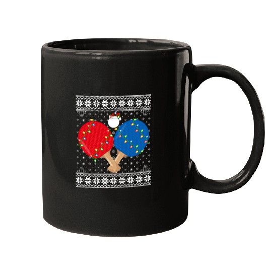 Table Tennis Player Ugly Christmas Mugs