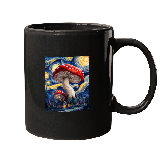 Starry Night Mushroom Surreal Dreamscape nature Mugs