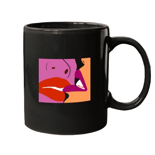 Lesbians Kissing Hand Drawn Art Mugs