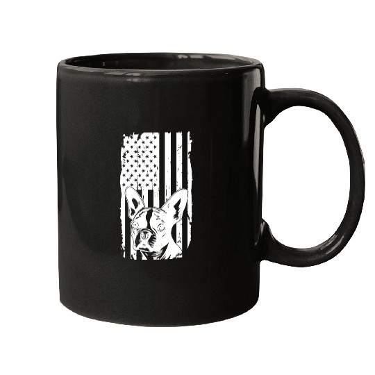 Dog Lover Mugs, Boston Terrier American Flag D