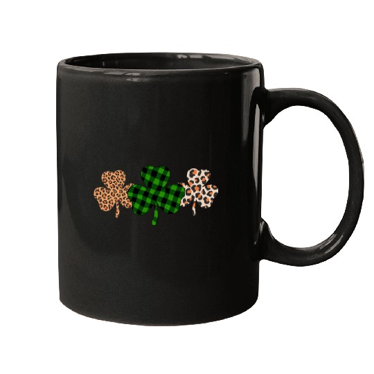 St Patricks Day Lucky Irish Green Plaid Shamrock Mugs