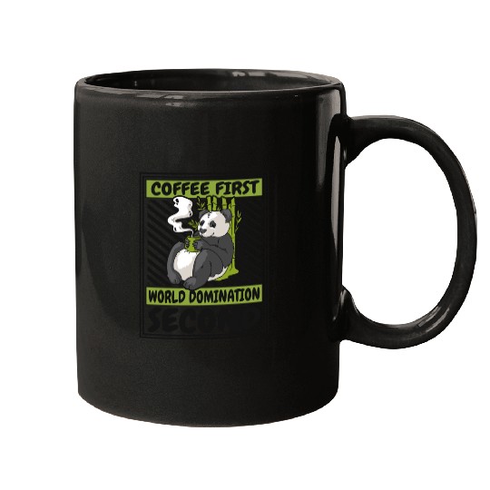 Coffee First World Domination Second Panda Bear Mugs