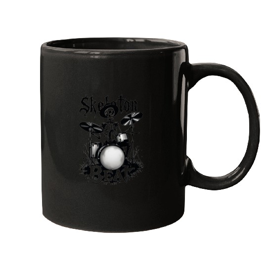 Skeleton Beat: Funny Cowboy Skeleton Playing Drums Mugs
