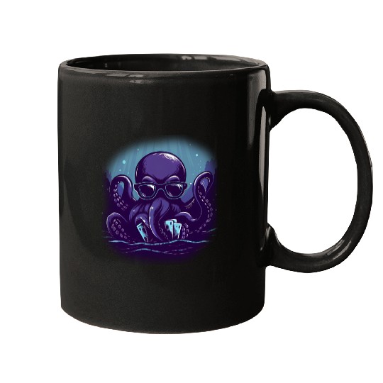 Blue Smart Octopus Mugs