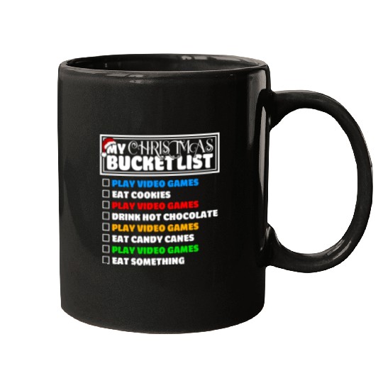 Christmas Bucket List Video Games Xmas Gamer Mugs
