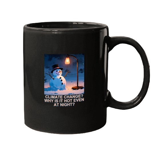 Frosty Snowman Under Street Lights Christmas Mugs