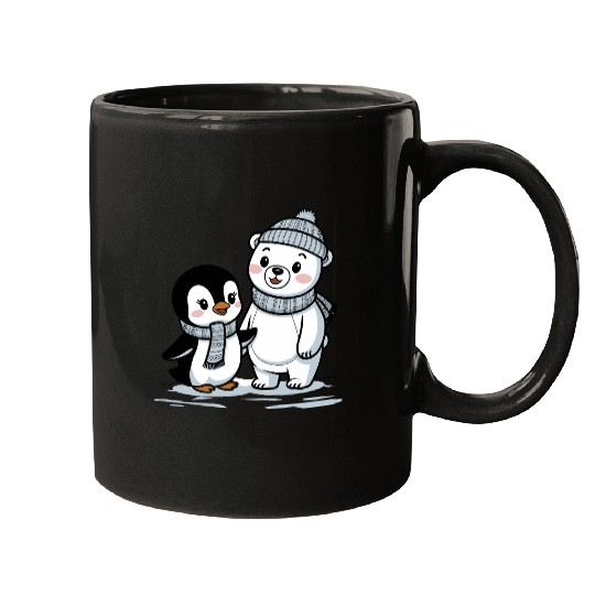 Penguin and Polar Bear Friends Mugs