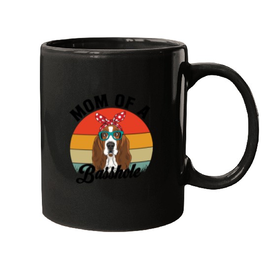 Mom of a Basshole Funny Basset Hound Dog Mom Mugs