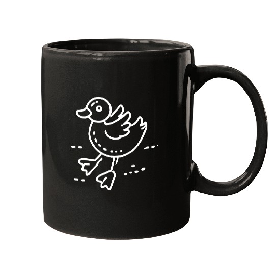Minimalistic Vector Duck Vegan Art path18 Mugs
