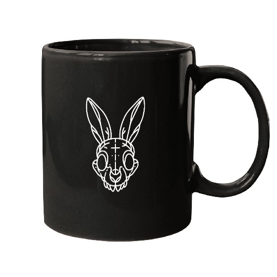 Minimalistic Vector Rabbit Skull Kids Drawing Mugs