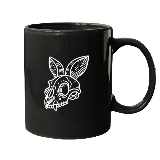 Minimalistic Vector Rabbit Skull Kids Drawing Mugs