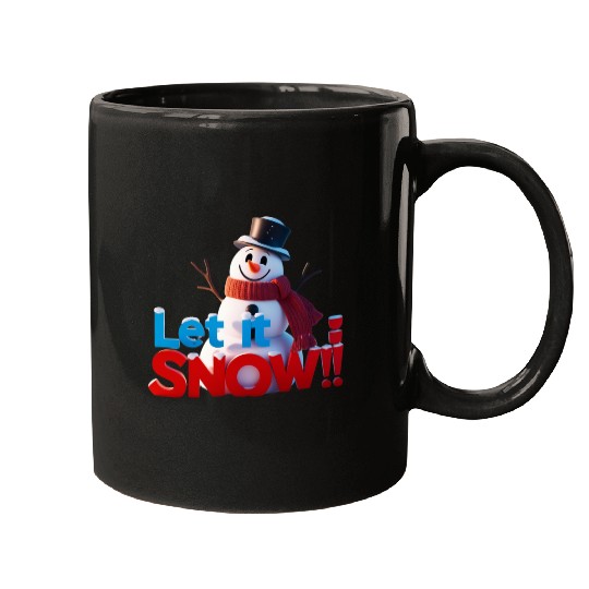 Let It Snow! Festive Cartoon Snowman Winter Design Mugs