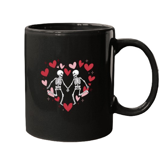 Coquette Valentine Dancing Skeleton Mugs