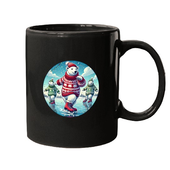 Skating Polar Bear Sweater - Christmas Gifts Mugs
