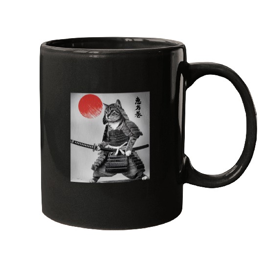 Kawaii Japanese Samurai Cat Vintage Japanese Cat Mugs