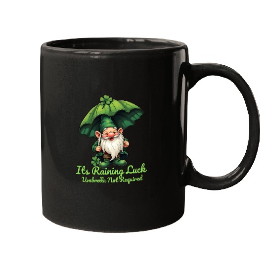 Gnome With Clover Umbrella Mugs