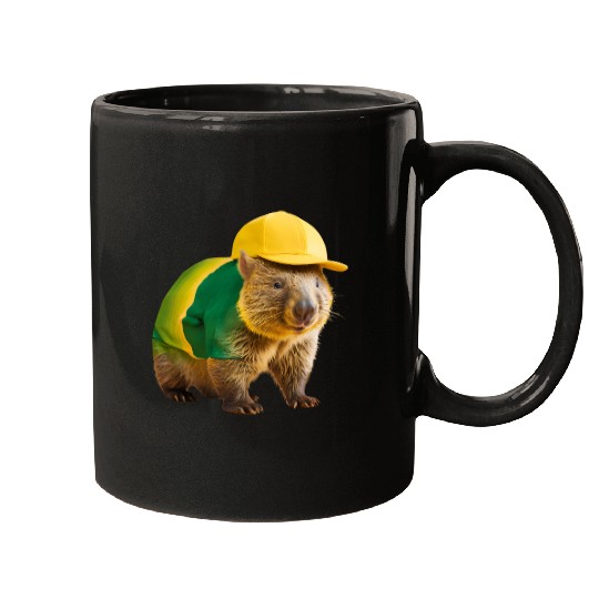 Green and Gold Wombat 2 Mugs