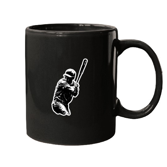 Baseball Player Black And White Mugs