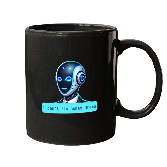 I Can't Fix Human Drama Funny AI Robot Design Mugs