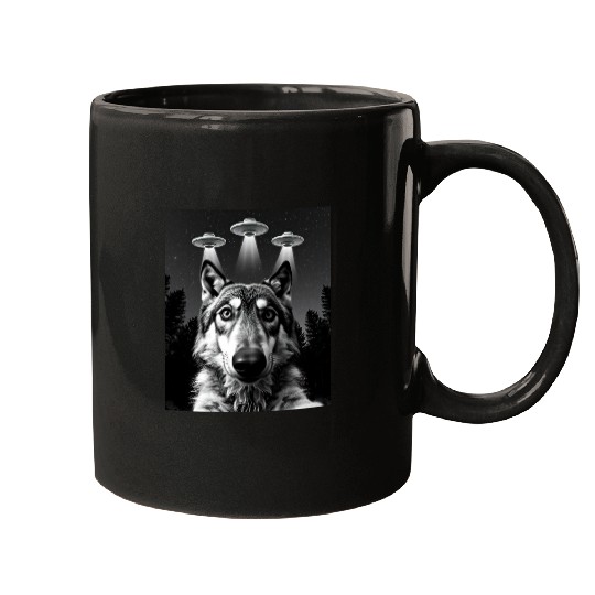 UFO Funny Wolf Mugs