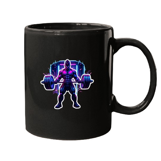 Cyberpunk Gym Warrior – Neon Powerlifting Mugs