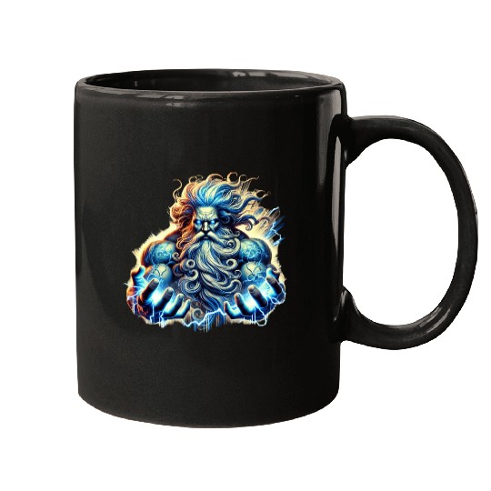 The Greek God Zeus with Lightning Mugs
