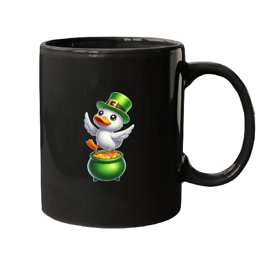 Cute St. Patrick's Day Duck Top Hat Clover Mugs
