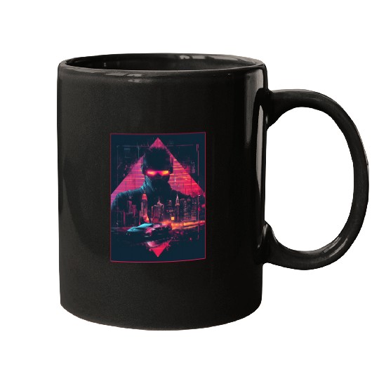 Vaporwave Man Retro Car City Synthwave 90s Mugs