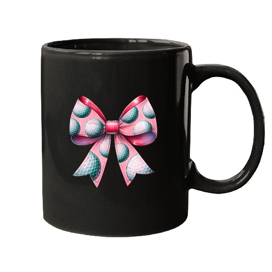 Coquette Bow Golf Ball Pattern Mothers Day Pink Mugs