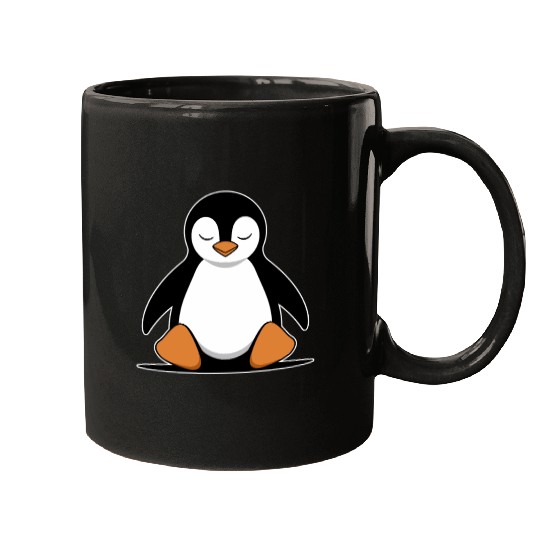 Chill Vibes Penguin Meditating Calmly Mugs