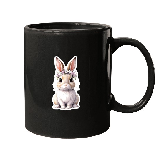 rabbit with flower Mugs