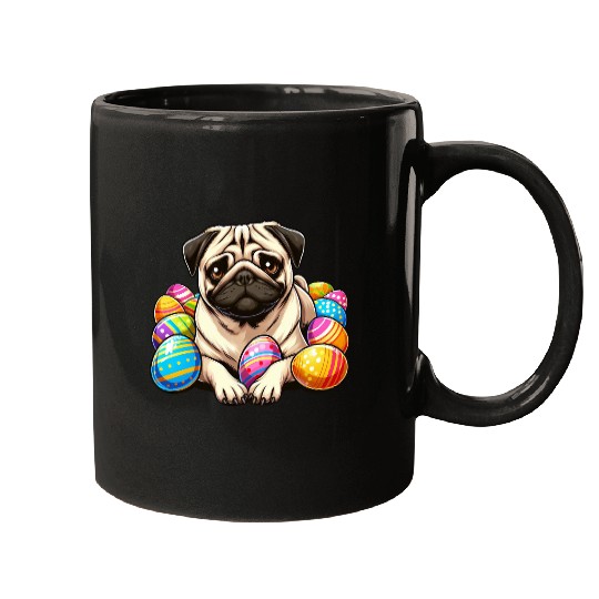 Cute Pug Easter Egg Cartoon Relax Chill Mugs