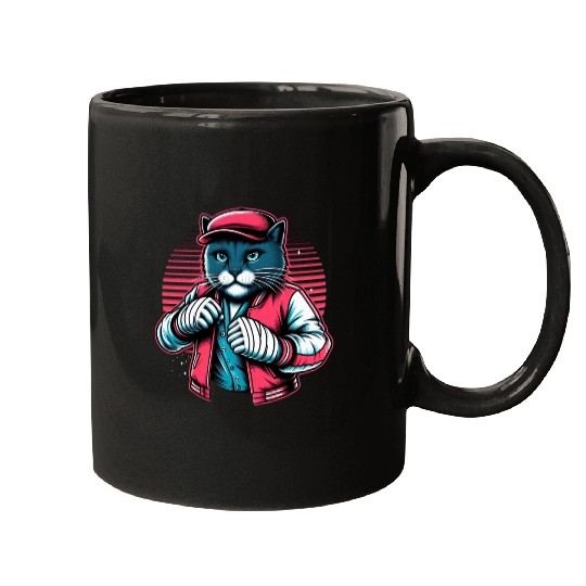 Vintage Street Fighter Cat #Vintage #Streetwear Mugs