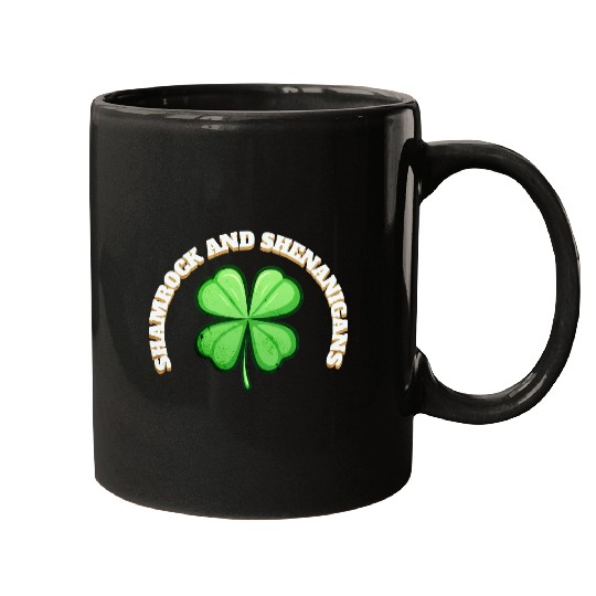Shamrock and Sheninanigans 4-Leaf Clover Graphic Mugs