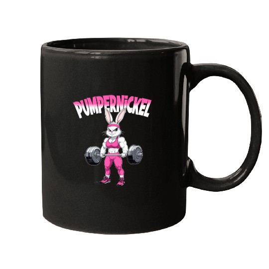 Cute Rabbit Gym Pumpernickel Strength Bunny Mugs