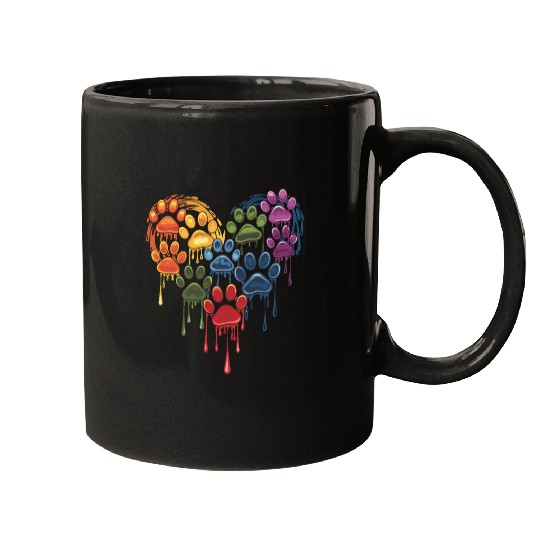 Colorful Paws Heart for Dog Lovers and Owners Mugs