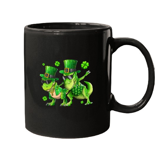 Happy St Patricks Day Dinosaur T-rex Dabbing Mugs