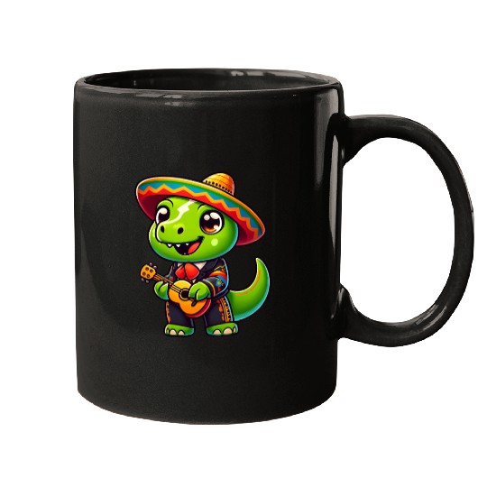 Dino Mariachi Cinco de Mayo Guitar Mugs