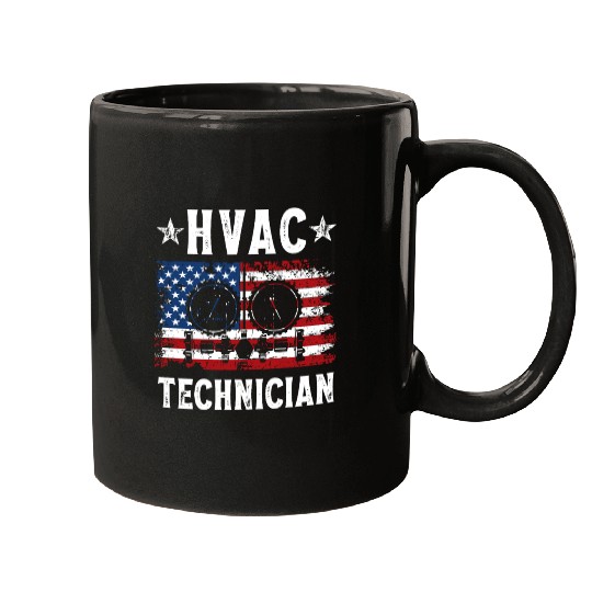 HVAC Technician Patriotic US American Flag Mugs