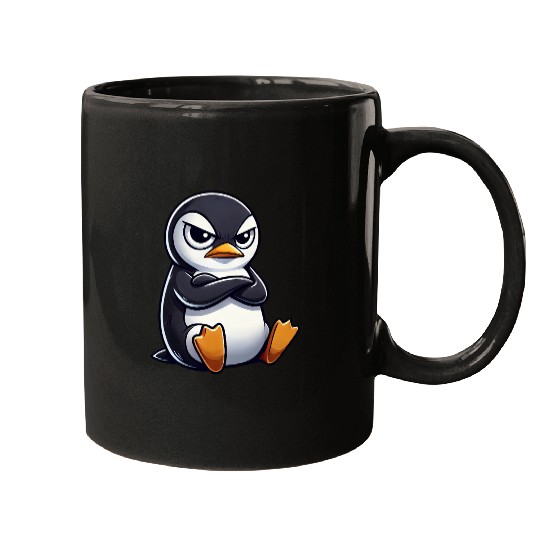 Penguin cartoon skeptical look funny Mugs