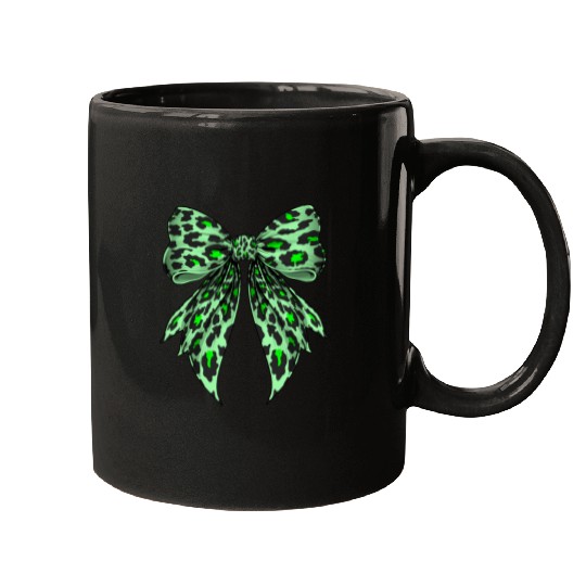 Coquette Bow Cheetah Animal Pattern Lime Green Mugs