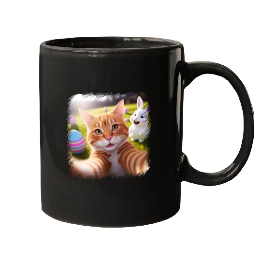 Cute Easter Selfie Cat Bunny Spring Mugs For Kids